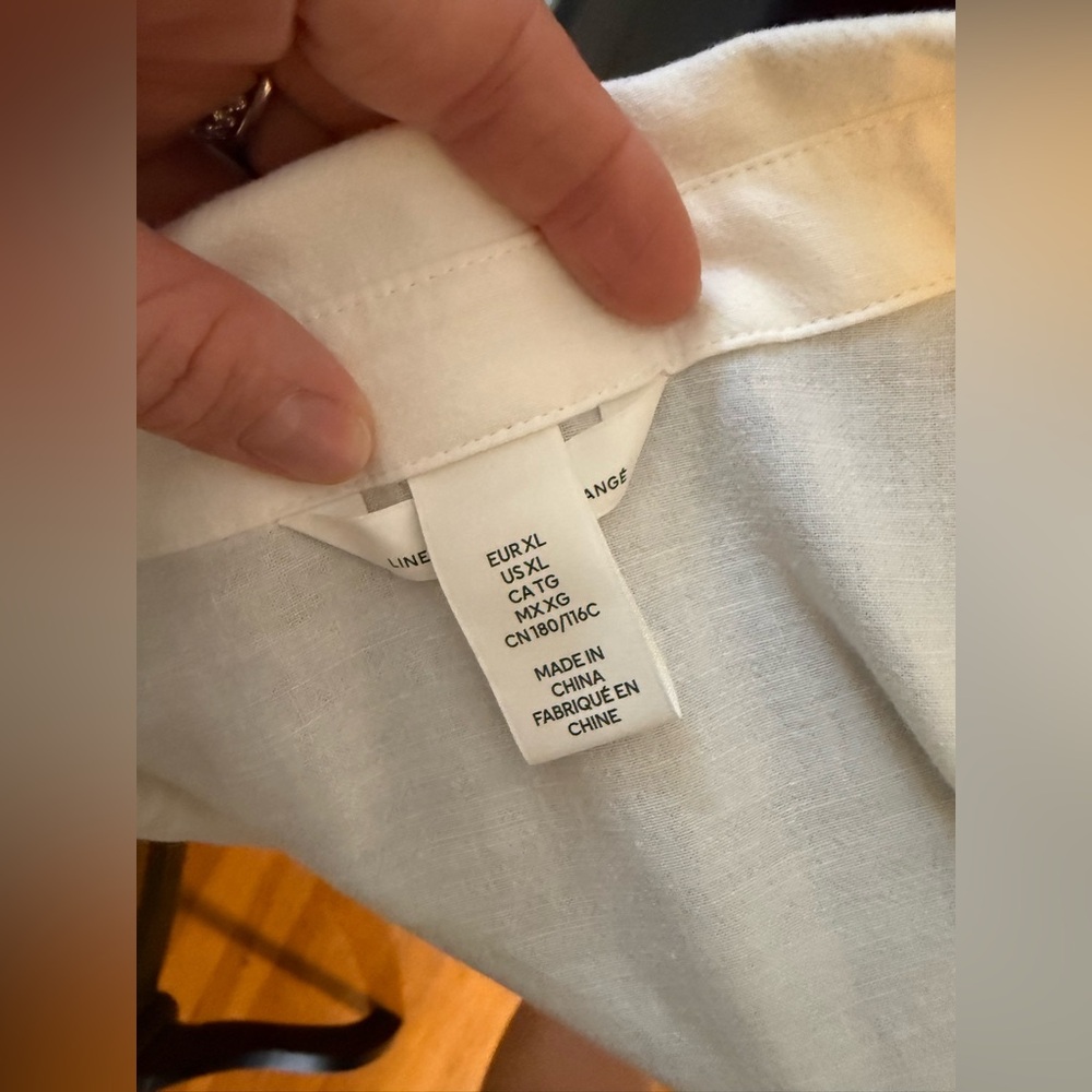H&M Chic White Linen Blend Dress with Tan Belt - Picture 4 of 7
